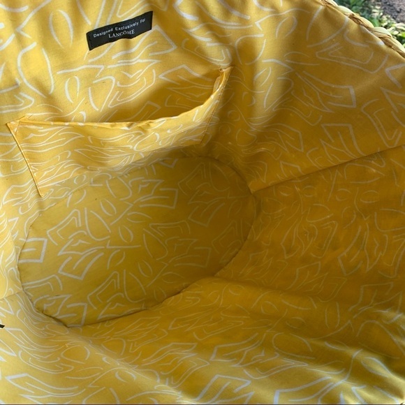 Lancome Bag Yellow Woven Straw Purse Double Handle Tote Beach - Picture 5 of 6